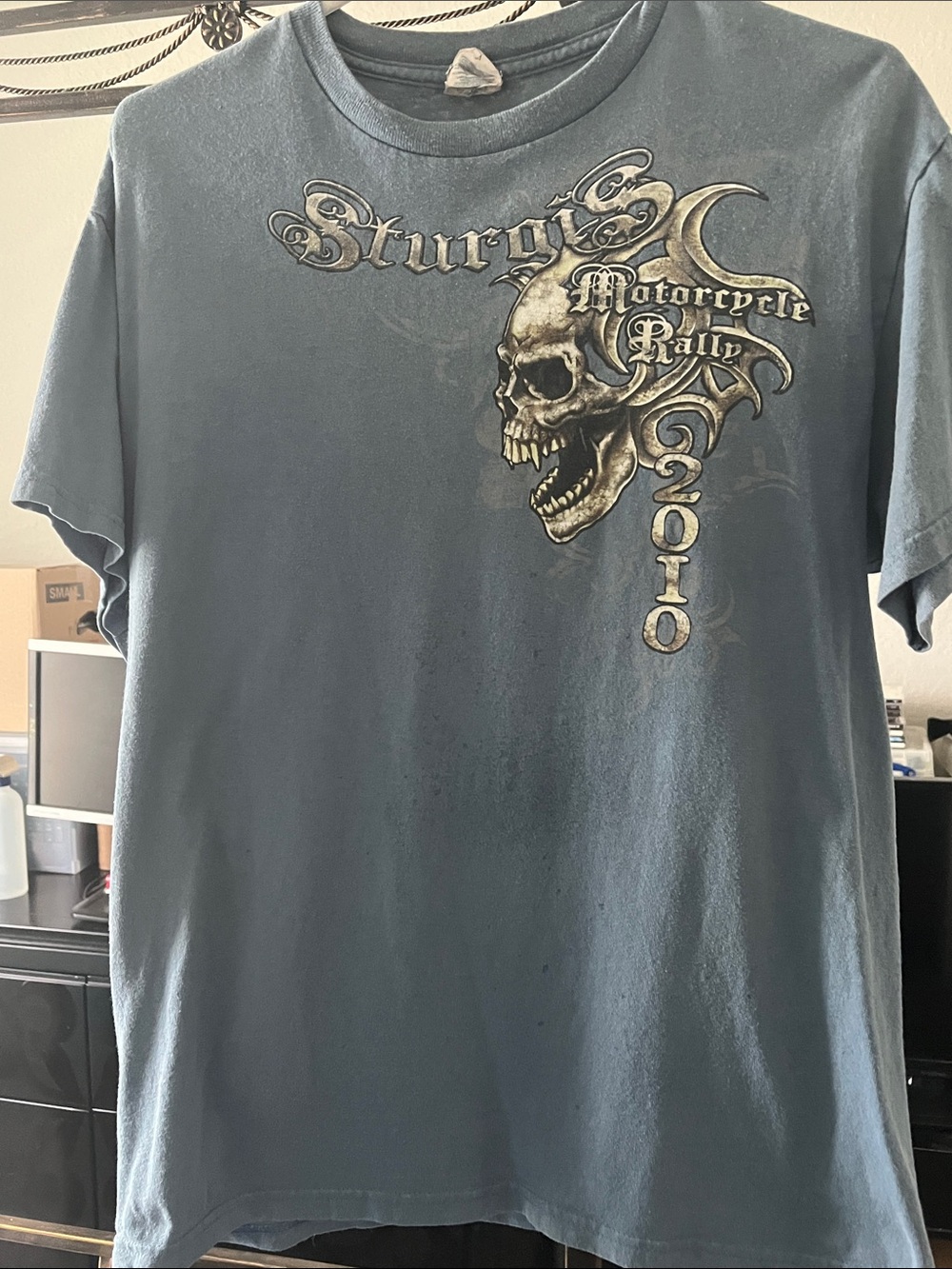Delta Men's Blue Motorcycle Skull Rally Tee